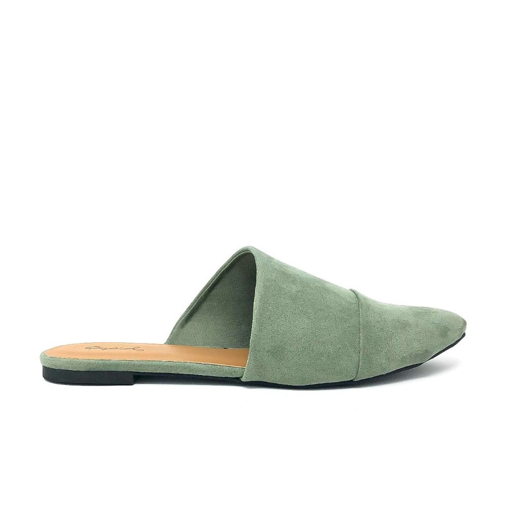Aloe Green Vegan Suede Mule Flats - Picture 5 of 7